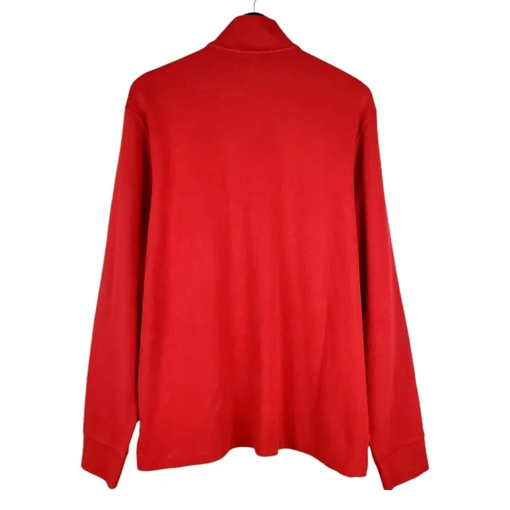 POLO RALPH LAUREN Red Estate Rib 1/4 Zip Pullover Sweater Size M